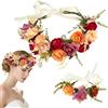 HuaMuDM Copricapo per Capelli con Fiori, Fascia per capelli con corona fiori, Archetto Ghirlanda Floreale, Boho Sposa con corona fiori,Fiori Corona Fascia Capelli
