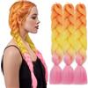 TESS 60 cm Extension per Treccine Africane Giallo Albicocca/Giallo Brillante/Rosa Chiaro, Extension Capelli Treccine 1 pcs Pezzi Jumbo Treccia (100g/Pezzi) Capelli Finti per Treccine