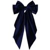 KCHIES Grande fiocco per capelli in velluto con coda lunga blu navy francese clip per donne ragazze oversize vintage matrimonio ballo ballo festa accessori decorazione per capelli