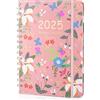JIANTA Agenda Accademica 2025, Agenda Settimanale e Mensile, 21,5 x 15,5 cm, 12 Mesi Agenda ad Anelli, Formato A5, 1 Settimana 2 Pagine con Etichetta Mensile, Rosa