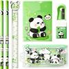YskerrigToy Set di cancelleria,6 pezzi set di cancelleria per Panda, Panda Cancelleria Stationery astuccio per Righello, Matita, Quaderno, Gomma, Temperino Articoli
