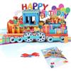 CHARMNAIL Biglietto di Compleanno Pop-Up 3D con Treno Arcobaleno, Cartolina Auguri Buon Compleanno Divertente, con Busta, per Bambini e Adulti