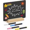 Uniclife Cartello Lavagnetta Piccola con Supporto & Pennarelli per Gesso 15 cm × 20 cm, Lavagna in Legno Doppia Faccia per Tavoli Lavagna Riusabile Cartello Menù Matrimoni Ristoranti Esposizione Cibi