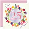 Stuff4 25° Biglietto Auguri Compleanno Donne | Acquerello Tulipani Fiori Mazzo