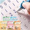 CosyCorner Libro di lavoro magico per la scrittura a mano, pratica di scrittura a mano, penna magica riutilizzabile, con scanalature, design per bambini (4 libri, 25 x 19 cm)