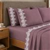 PETTI Artigiani Italiani - Set Lenzuola Singole Percalle Cotone con Pizzo Macramè Bordeaux, Completo Letto 3 Pezzi, 100% Made in Italy