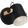 Eglo Lampada a muro Hornwood, lampada vintage con design | industriale, certificazione FSC, stile rétro in acciaio e legno, colore: nero, crema, marrone, attacco E27