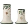 Bloomingville Set di 2 portacandele Grazia in colore verde bianco per 1 candela