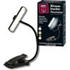 moses. libri_x Lampada da lettura panoramica a LED e lampada da libro con 24 LED, con testa girevole a 360°, 3 colori di luce dimmerabili, lampada a morsetto con USB-C e batteria sostituibile