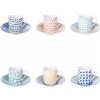 Villa d'Este Home Tivoli 1996 Set 6 tazzine 90 ml con piattino in porcellana, Marea