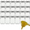 mikken Viva Haushaltswaren - Vasetti Piccoli con Tappo, per marmellate, Gelatine, Salse, Senape, ECC., 24 Pezzi, capacità: 106 ml, Imbuto Incluso, Colore Tappo: Argento