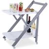 Relaxdays Carrello in bambù con portabottiglie, 2 Ripiani, Carrelli, Grigio | 70x44x39,5 cm, bianco-grigio