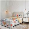Italian Bed Linen Parure Copripiumino NO STIRO FANTASY - prodotto in Italia - Set Copripiumino - Letto Singolo, Microfibra - Sacco 150x200 cm + Patella e Federa 50x80 cm - Acquerello