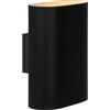 Lucide 12219/02/30 A to e lampada da parete, in ferro, 9 W, E14, Nero, 16 x 8,5 x 20 cm