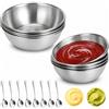 VINATO 8 Ciotoline + 8 Cucchiai in Acciaio Inox, 135ml per Sushi e Salse | Resistente Ruggine, Facile da Pulire, Impilabile, 9x3 cm, 135ml, 8 Ciotoline + 8 Cucchiai, per Sushi, Antipasti, Ristorante