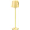 UPXNBOR Lampada da Tavolo Senza Fili in Metallo, Lampada da Comodino | Lampada da Scrivania Ricaricabile, Abat Jour LED per Interno ed Esterno, Luce Calda a 3 Livelli, Corpo Metallico, IP54,Giallo