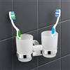 IPEA Porta Spazzolino Adesivo da Parete con Doppio Bicchiere - Non Necessita Foratura - Design Moderno - Elegante Porta Spazzolini e Dentifricio da Muro Incollare in Bagno, Doccia - Supporto Cromato