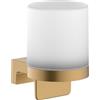hansgrohe AddStoris S - Dispenser di sapone bagno, dispenser di lozione per montaggio a parete, distributore di sapone liquido, fissaggio nascosto, accessori bagno,bronzo spazzolato, 41765140