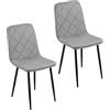 Baroni Home Set di 2 Sedie Moderne con Rivestimento in Velluto e Gambe in Ferro Nero, Poltrona da Soggiorno, Camera da Letto, Sala da Pranzo, Grigio 52x44x85 cm