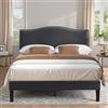 VECELO Letto matrimoniale imbottito 140 x 190 cm, telaio solido e supporto a doghe in legno, forte capacità di peso, antiscivolo e senza rumore, tessuto vellutato, facile da montare, grigio