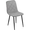 Baroni Home Sedia Moderna con Rivestimento in Velluto e Gambe in Ferro Nero, Poltrona da Soggiorno, Camera da Letto, Sala da Pranzo, Grigio, 52x44x85 cm