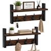 Relaxdays Appendiabiti a Parete, Set 2 pz, 4 Ganci Doppi cad., Marrone