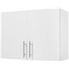 VEVOR Mobiletto Pensile per Lavanderia da 40,6 x 81,3 x 61 cm, Mobiletto Pensile a 2 Ripiani con Ripiano Regolabile, Armadietto Bagno Sospeso con 2 Ante, per Cucina, Bagno, Lavanderia, Bianco