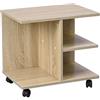 BAKAJI Tavolino da Caffe Salotto Multifunzione Tavolo Divano Porta TV Riviste Comodino con Ruote in Melamina Effetto Legno (Beige)