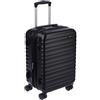 Amazon Basics Valigia Rigida Piccola - Bagaglio a Mano Espandibile ABS con 4 Ruote Doppie Girevoli - Resistente ai Graffi e Leggera - 55 x 37,5 x 25,5cm - Nero