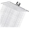 VIGIME - Soffione doccia a pioggia, 20 cm, quadrato ad alta pressione in acciaio inox, ultra sottile, con ugello in silicone, soffione doccia ad alto flusso e finitura cromata