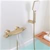 SHANFO Rubinetto Vasca da Bagno a Cascata, Miscelatore Vasca da Bagno con Doccetta, Rubinetto Doccia in Ottone, Oro Spazzolato, 14Y4OK