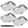 UOCAI Set da 4 Pezzi Magnetschale Officina - Vassoio Magnetico Acciaio Inox | per Tenere Viti, Bulloni, Supporto Magnetico Utensili, Porta Bit Magnetiche, per Officina e Scaffale Garage
