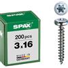 SPAX, A9J, Vite universale, testa semi-rotonda, T-STAR plus, 4 Cut, filettatura piena, 200 pezzi, 3,0 x 16 mm, Zincato lucido