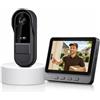 Winnes Videocitofono wireless senza WiFi, campanello con fotocamera e schermo da 4,3, videocitofono 1080P HD, visione notturna, audio bidirezionale, registrazione, grandangolo 170°, IP65