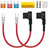 Guuzi 2pcs 12V-24V ACS Adattatore Fusibile Piccolo Circuito Aggiuntivo con Cablaggio,Portafusibili Piccolo con Fusibili Sostitutivi 3pcs(5A/10A/15A)+Connettore Terminale