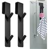 MUYAPAY 2 Pezzi Gancio Doccia - Ganci Asciugamani Bagno, Ganci sopra | Porta Adatto Box Doccia in Vetro Senza Cornice di Spessore da 6-12 mm, Acciaio Inox (Gancho doble negro)