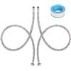 HFDONGL 2 Pezzi Tubo di Collegamento per Rubinetto G3/8 X M10 Acciaio Inossidabile Intrecciato Tubo Flessibile 80 cm Tubo Doccia Flessibile con Nastro di Tenuta Tubo Corazzato per Rubinetti Miscelatori