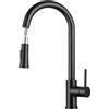 BONADE Rubinetto da cucina nero, girevole a 360°, con doccetta estraibile, ad arco alto, miscelatore da cucina con doccetta 2 modalità, miscelatore monocomando in acciaio inox 304