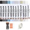 AN-WATTY 12 Colori Stucco per Legno, Stucco per Legno Riempitivo, Stucco Legno | Stucco per Marmo, Kit Riparazione Piastrelle, Set di Cera per Legno per Laminato, Legno, PVC, Piastrelle (12er-grigio-bianco)