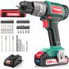 HYCHIKA BETTER TOOLS FOR BETTER LIFE HYCHIKA Trapano Avvitatore Batteria 18V, Brushless 60Nm Trapano a Percussione, 2.0Ah Batteries, 53 Accessori, Caricatore Rapido, 21+3 Coppie, 2 Velocità Variabile, 0-500/0-2000 RPM