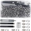 Luabue 140 Sets Occhiello Strumento Kit 8mm Occhielli Metallici con 4pcs Strumento Occhielli Grommet Rondelle per Tela Cerata Teloni Tende Lacci Scarpe Borse in Pelle (8mm)