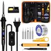 Probuk Saldatore a Stagno Kit 80W Professionale con LCD, Interruttore ON/OFF,Temperatura Regolabile 180-520°C, Kit Completo 13 in 1 (5 Punte, Filo, Pompa Dissaldante) per Elettronica e Fai da Te