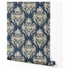 GP TONER Carta da parati in tessuto non tessuto barocco blu beige design ornamentale elegante stile classico soggiorno camera cucina corridoio 5m x 0.5m