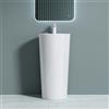 doporro Lavabo a Colonna Monoblocco 44,5x44,5x90 cm, Lavamani Autoportante | Lavandino per Bagno in Marmo Resina, Colore Bianco, Finitura Lucida, Foro per Rubinetto, Sistema con Troppopieno