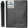 Jaimie Jacobs SLIMSTAR Portafoglio Uomo Piccolo con ampio scomparto per monete protezione RFID (Nero)