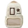 WANWEN Ita Bag Zaino Scuola Kawaii con Finestre Trasparenti, Ita Borsa per Donne e Adolescenti, Y2K Zaino Estetico, Casual Daypack Robusta Borsa per Anime Cosplay Regali (Beige)