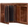 Fa.Volmer VO47 - Portafoglio in vera pelle, protezione RFID, 9 scomparti per carte di credito + scomparto per monete, con confezione regalo, marrone antico, m, Classico