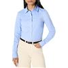 Amazon Essentials Camicia Elegante con Bottoni, in Popeline Elasticizzato Donna, Azzurro Polvere, L