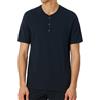 Schiesser Herren Schlafshirt Kurzarm mit Knopfleiste Bio-Baumwolle-Mix + Relax Parte Superiore del Pigiama, Blu Notte_182516, 52 Uomo