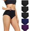 wirarpa Mutande Donna Culotte Vita Alta Slip Cotone Mutantina Elastiche Pantaloncini Post Parto Pacco da 5